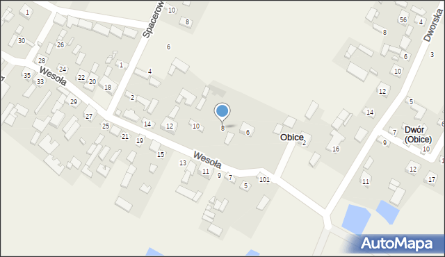Obice, Wesoła, 8, mapa Obice