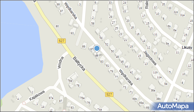 Olsztyn, Wędkarska, 85, mapa Olsztyna