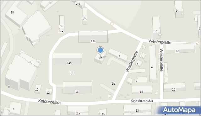 Olsztyn, Westerplatte, 1a, mapa Olsztyna