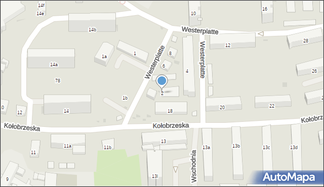 Olsztyn, Westerplatte, 2, mapa Olsztyna
