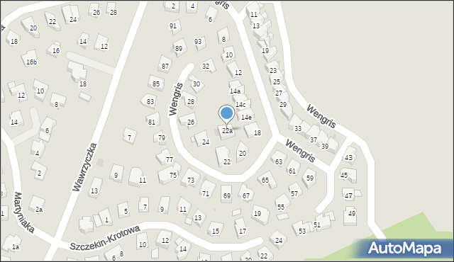 Olsztyn, Wengris Janiny, 22a, mapa Olsztyna