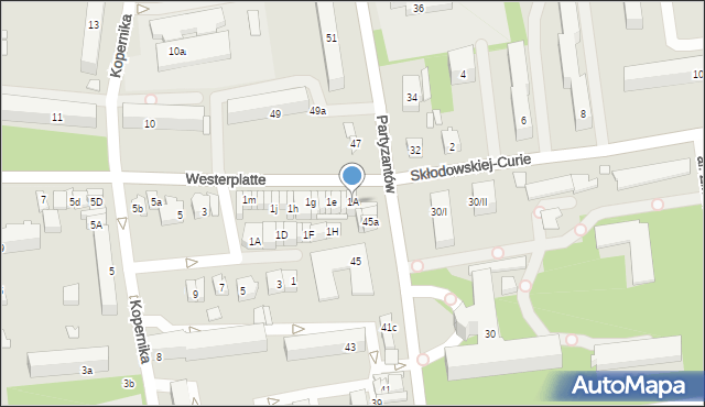 Opoczno, Westerplatte, 1A, mapa Opoczno