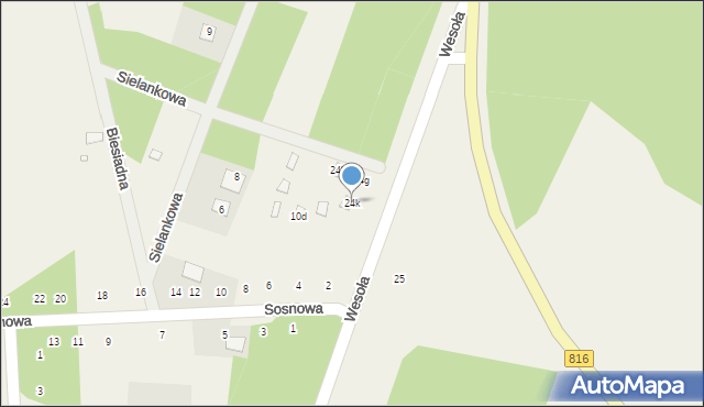 Orchówek, Wesoła, 24k, mapa Orchówek