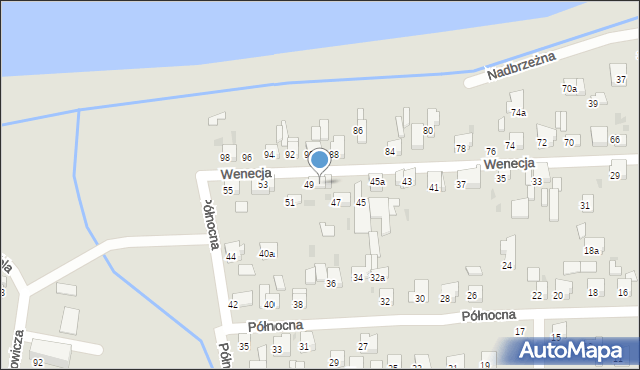 Ostrów Wielkopolski, Wenecja, 49a, mapa Ostrów Wielkopolski