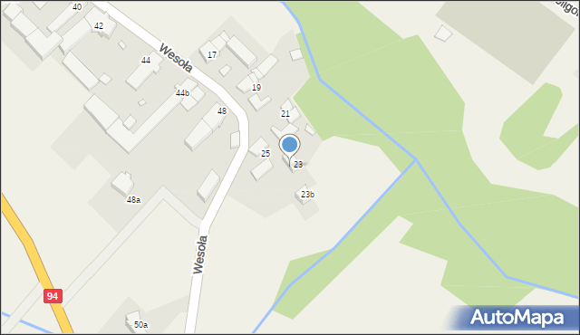 Pawłów, Wesoła, 23A, mapa Pawłów