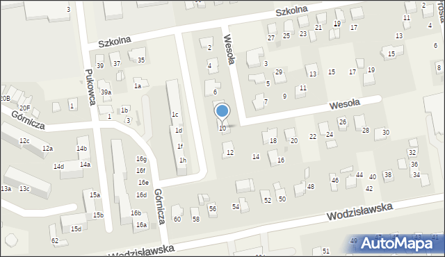 Pawłowice, Wesoła, 10, mapa Pawłowice