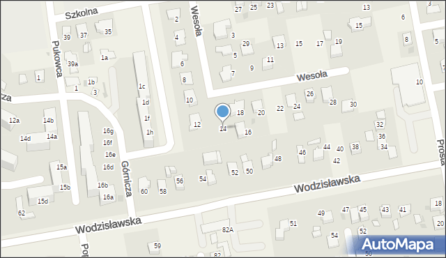Pawłowice, Wesoła, 14, mapa Pawłowice