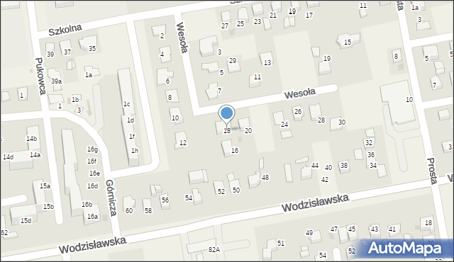 Pawłowice, Wesoła, 18, mapa Pawłowice