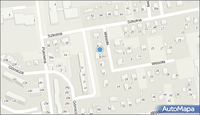 Pawłowice, Wesoła, 6, mapa Pawłowice