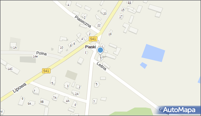 Piaski, Wesoła, 3, mapa Piaski