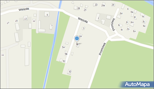 Poddębie, Wesoła, 3B, mapa Poddębie