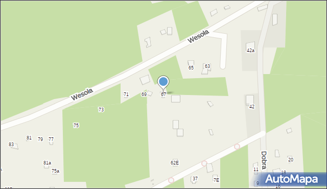 Poddębie, Wesoła, 67, mapa Poddębie