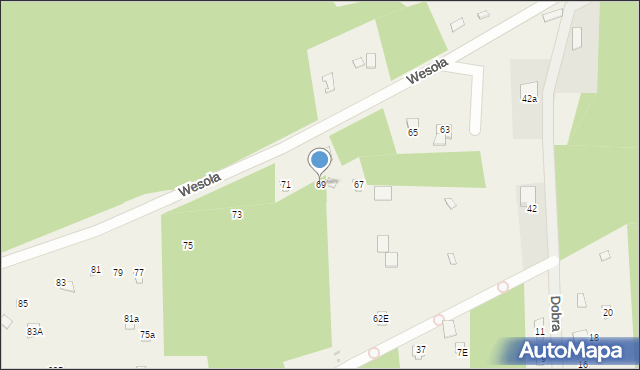 Poddębie, Wesoła, 69, mapa Poddębie