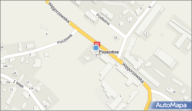 Pozezdrze, Węgorzewska, 3, mapa Pozezdrze