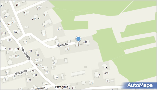 Przeginia Duchowna, Wesoła, 8, mapa Przeginia Duchowna