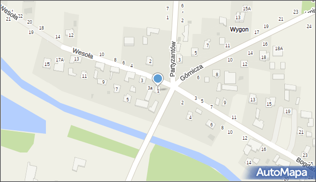 Puchaczów, Wesoła, 1, mapa Puchaczów