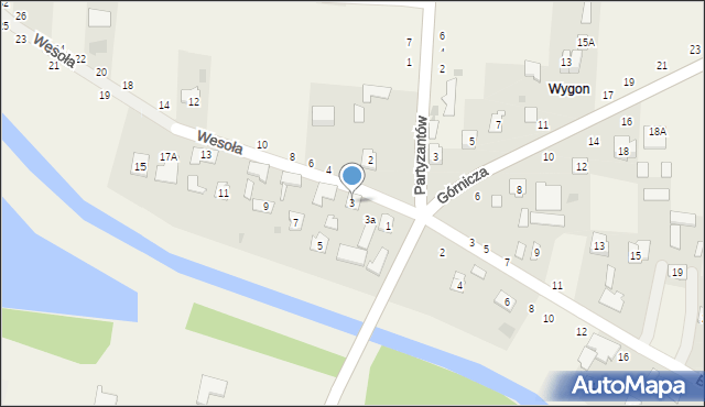 Puchaczów, Wesoła, 3, mapa Puchaczów