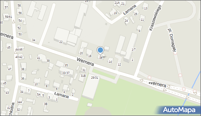 Radom, Wernera Stanisława, 16, mapa Radomia