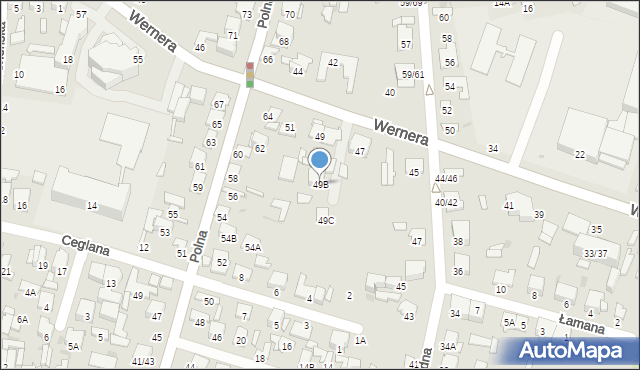 Radom, Wernera Stanisława, 49B, mapa Radomia