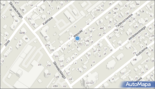 Radom, Wesoła, 10A, mapa Radomia
