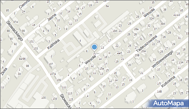 Radom, Wesoła, 11, mapa Radomia