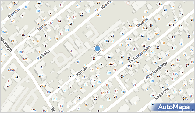 Radom, Wesoła, 15, mapa Radomia