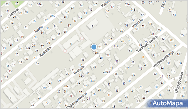 Radom, Wesoła, 39A, mapa Radomia