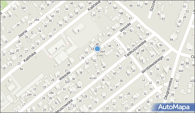 Radom, Wesoła, 44, mapa Radomia
