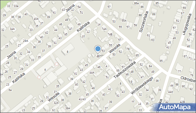 Radom, Wesoła, 49, mapa Radomia