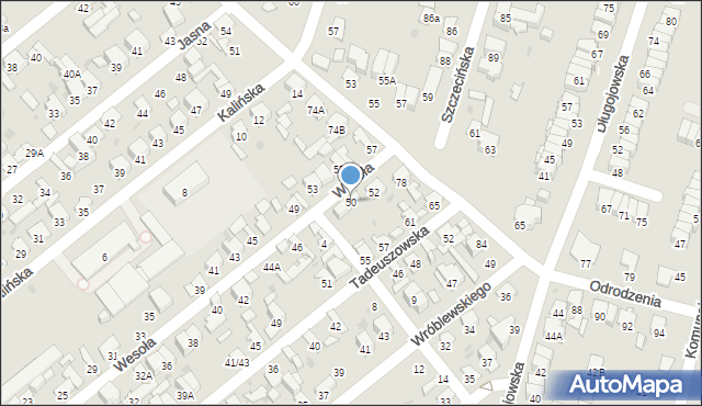 Radom, Wesoła, 50, mapa Radomia