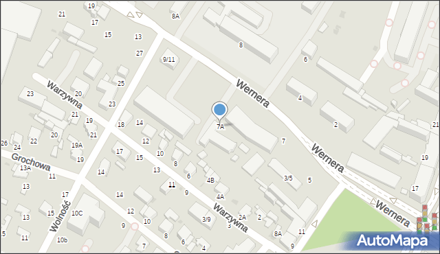 Radom, Wernera Stanisława, 7A, mapa Radomia