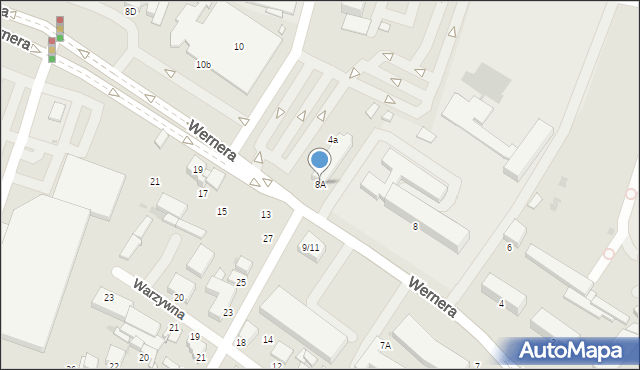 Radom, Wernera Stanisława, 8A, mapa Radomia