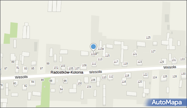 Radostków-Kolonia, Wesoła, 111a, mapa Radostków-Kolonia