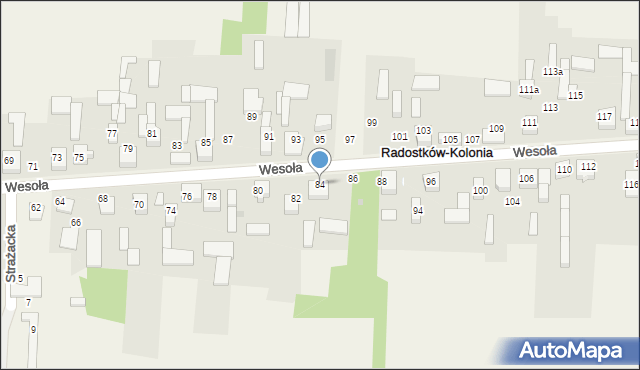 Radostków-Kolonia, Wesoła, 84, mapa Radostków-Kolonia