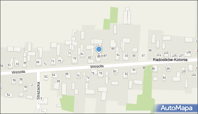 Radostków-Kolonia, Wesoła, 85, mapa Radostków-Kolonia