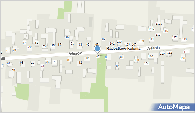 Radostków-Kolonia, Wesoła, 86, mapa Radostków-Kolonia