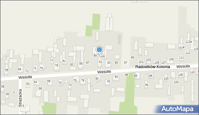 Radostków-Kolonia, Wesoła, 91a, mapa Radostków-Kolonia