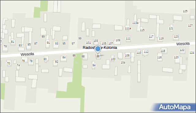 Radostków-Kolonia, Wesoła, 96, mapa Radostków-Kolonia