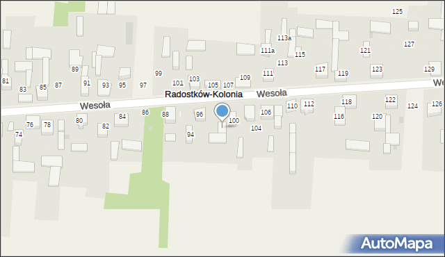 Radostków-Kolonia, Wesoła, 98, mapa Radostków-Kolonia