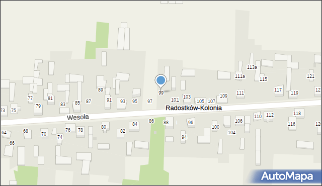 Radostków-Kolonia, Wesoła, 99, mapa Radostków-Kolonia