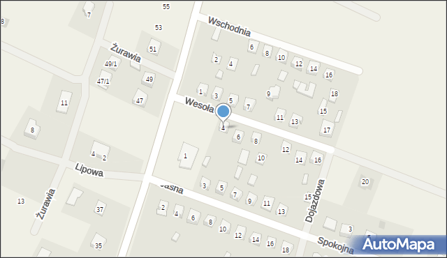 Radzanowo, Wesoła, 4, mapa Radzanowo