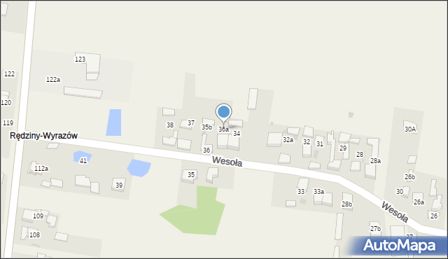 Rędziny, Wesoła, 36a, mapa Rędziny