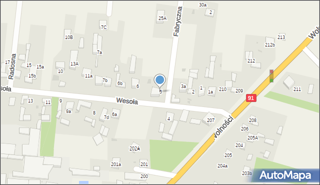 Rędziny, Wesoła, 5, mapa Rędziny