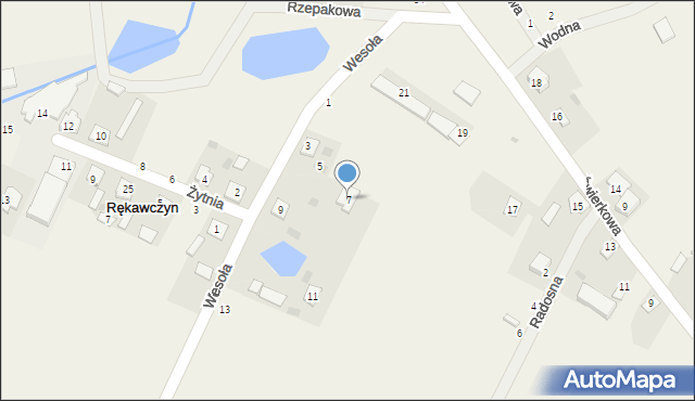 Rękawczyn, Wesoła, 7, mapa Rękawczyn