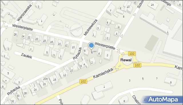 Rewal, Westerplatte, 6, mapa Rewal