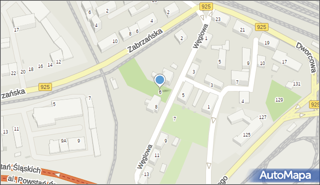 Ruda Śląska, Węglowa, 6, mapa Rudy Śląskiej