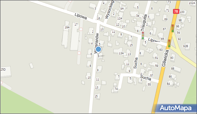 Rybnik, Weteranów, 7, mapa Rybnika
