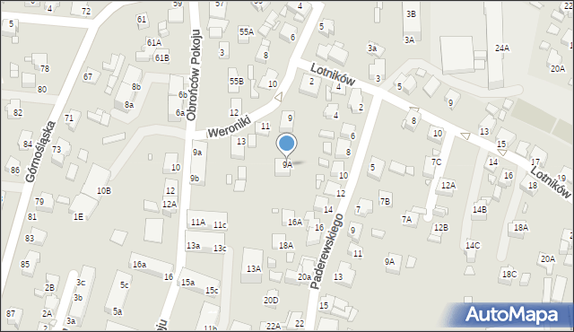 Rybnik, Weroniki, 9A, mapa Rybnika