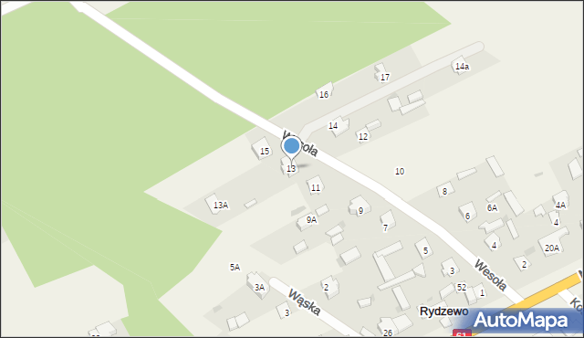 Rydzewo, Wesoła, 13, mapa Rydzewo