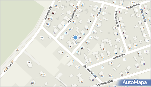 Rzekuń, Wesoła, 15, mapa Rzekuń